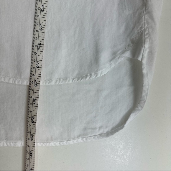 Cloth & Stone Relaxed White Button Up Shirt Women’s Medium 3/4 Sleeve Hi-Low - Picture 7 of 8
